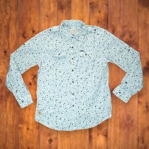 Marc Ecko Cut &‎ Sew Men's Shirt Large Long Sleeve Floral Pattern Rolltab